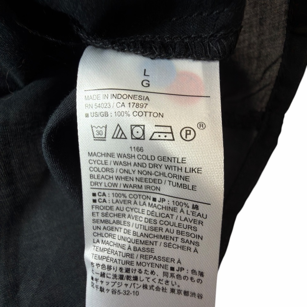 Banana Republic Cotton Voile Black Women's  Shirt Plated Balloon Sleeve L NEW - Picture 6 of 16